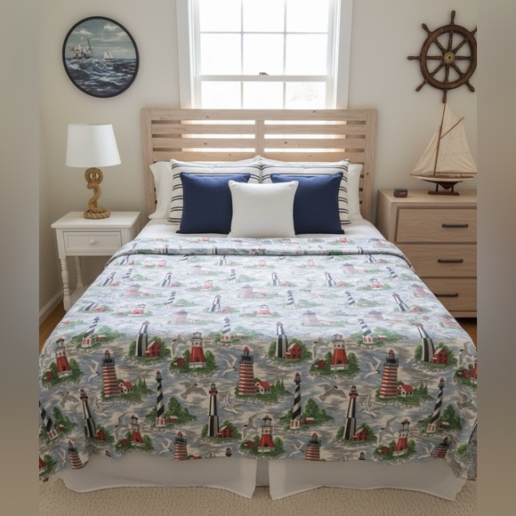 Lighthouse seaside blanket USA made